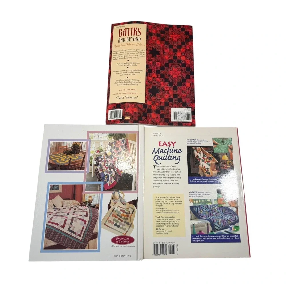 Lot of 3 Quilting Books Multicolor Instructional Guides Crafting Grandmacore